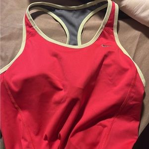 Nike sports bra/tank top woman’s size large, pink green and grey